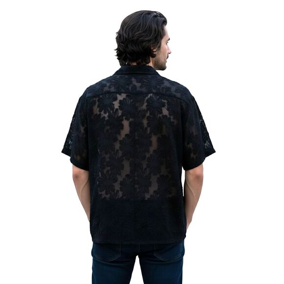Men's Sheer Mesh Short Sleeve Beach Shirt - Picture 2 of 5